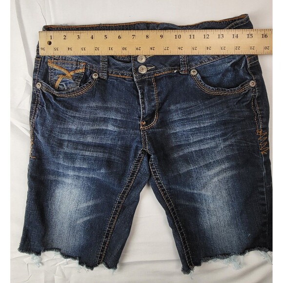 Amethyst Shorts Juniors 11 Distressed Cutoff Raw Stitched Denim Jean Stretch - Picture 6 of 7